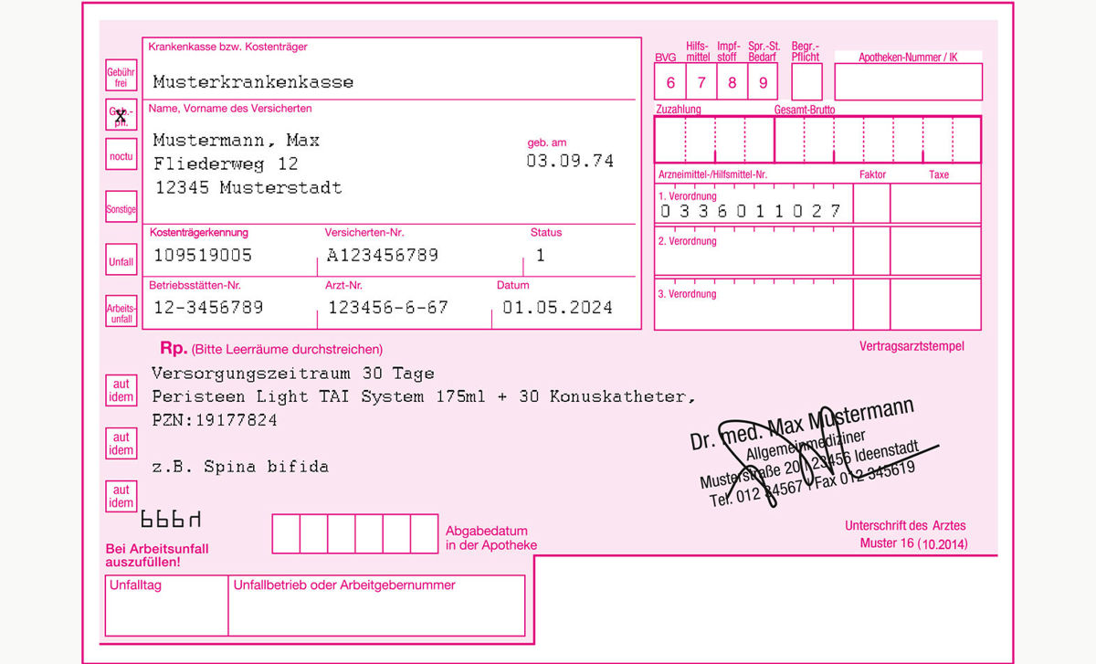 Rezeptvorlage und Verordnung