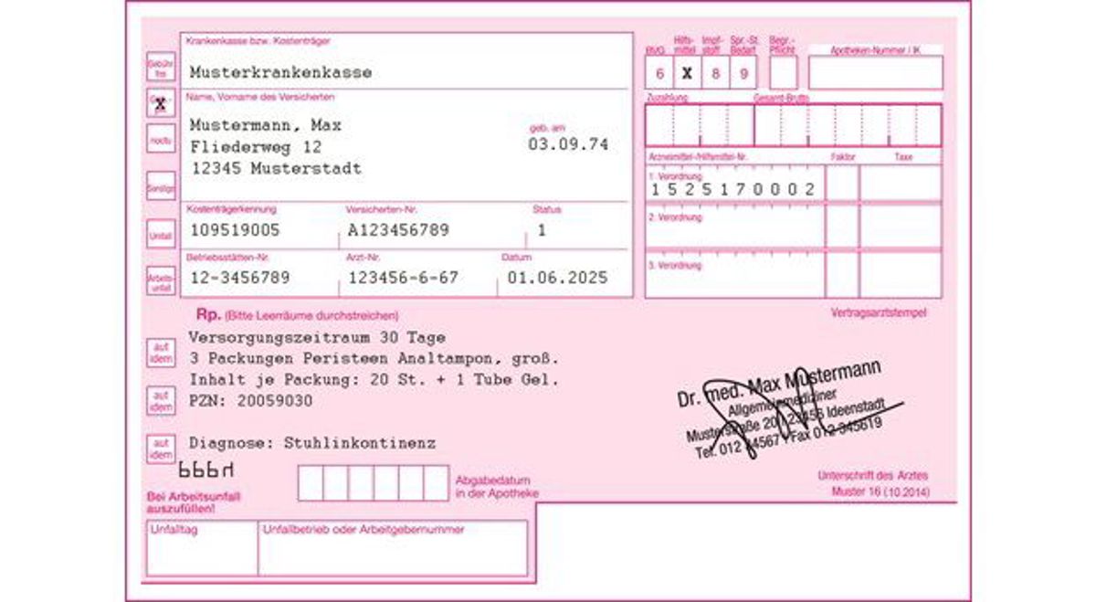 Verordnung des Peristeen® Analtampons